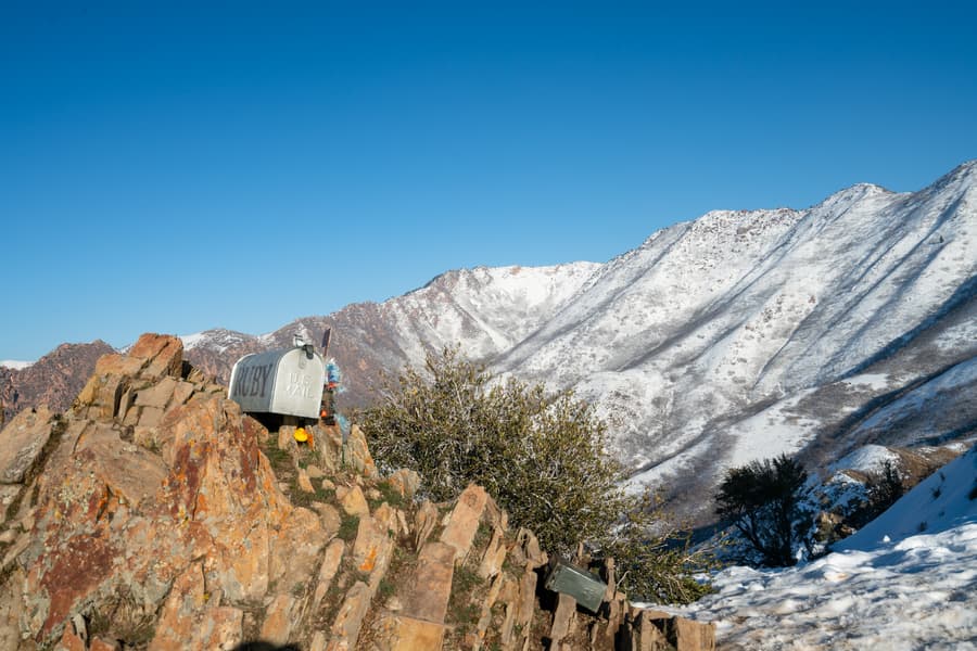 Jack's Mountain mailbox at the summit.